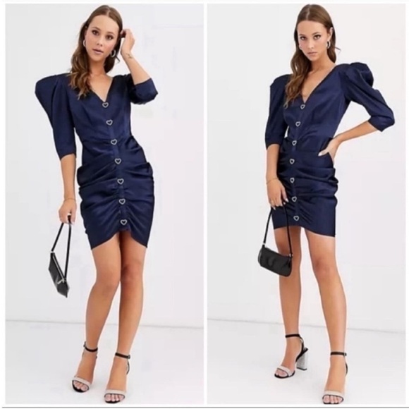 Bronx and Banco Dresses & Skirts - Bronx and Banco Jana Puff Sleeve Heart Mini Dress NWT
